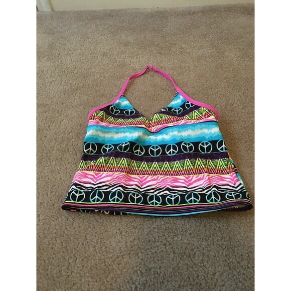 Girls Printed Swim Top 1 Piece Size Large 10-12 Multi-Color - Picture 1 of 7